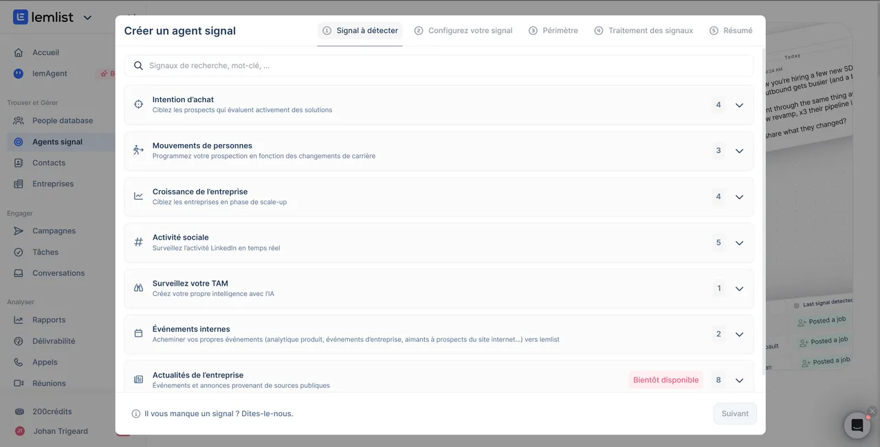 Détection des signaux d'intention d'achat dans lemlist pour prioriser les prospects chauds