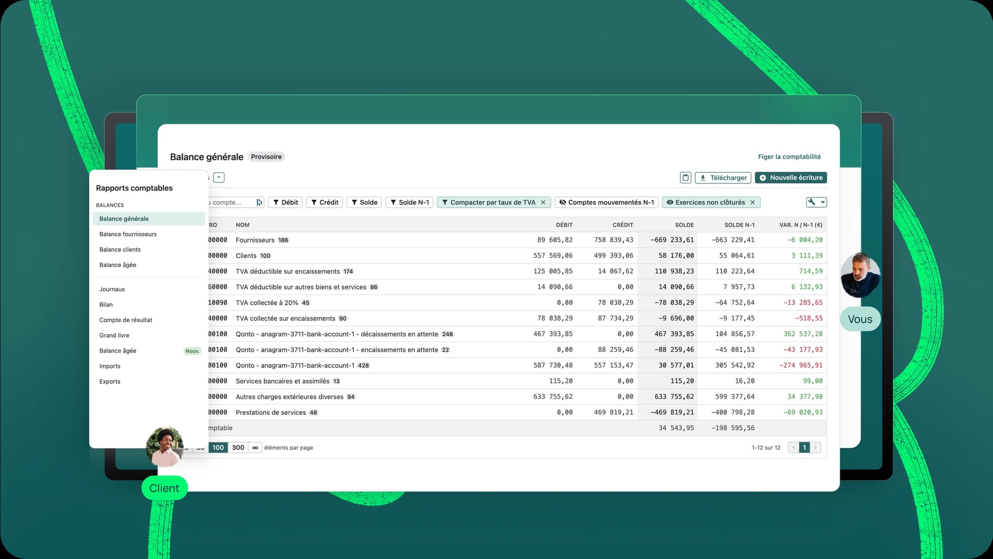 Balance générale et production comptable complète dans le logiciel Pennylane