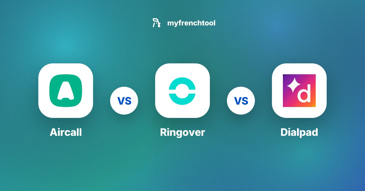 Comparatif Aircall vs Ringover vs Dialpad : les logos des trois solutions de téléphonie cloud face à face