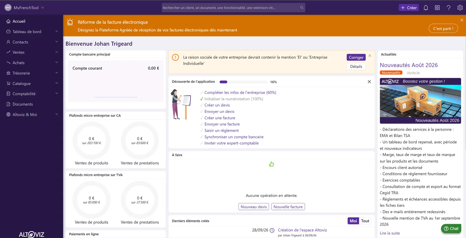 Altoviz : Un tableau de bord taillé pour la micro-entreprise