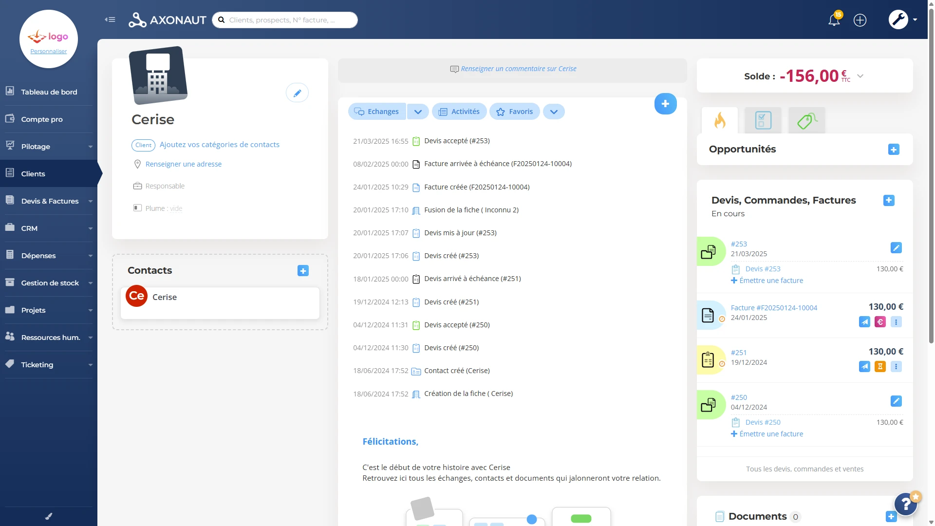 Axonaut : Un CRM qui garde tout l'historique client