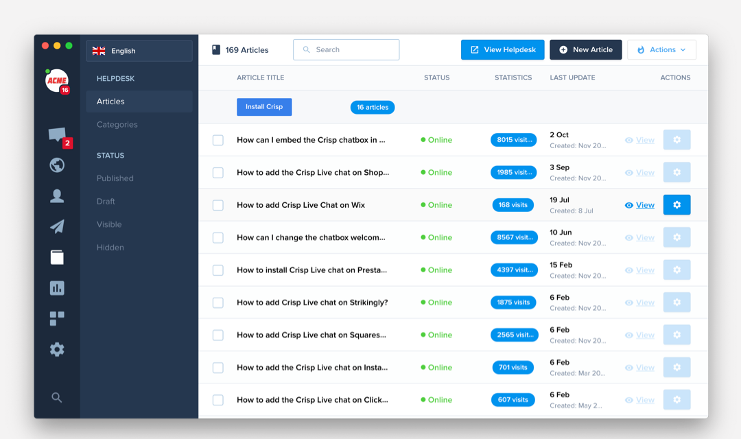 Crisp : Une base de connaissances en libre-service