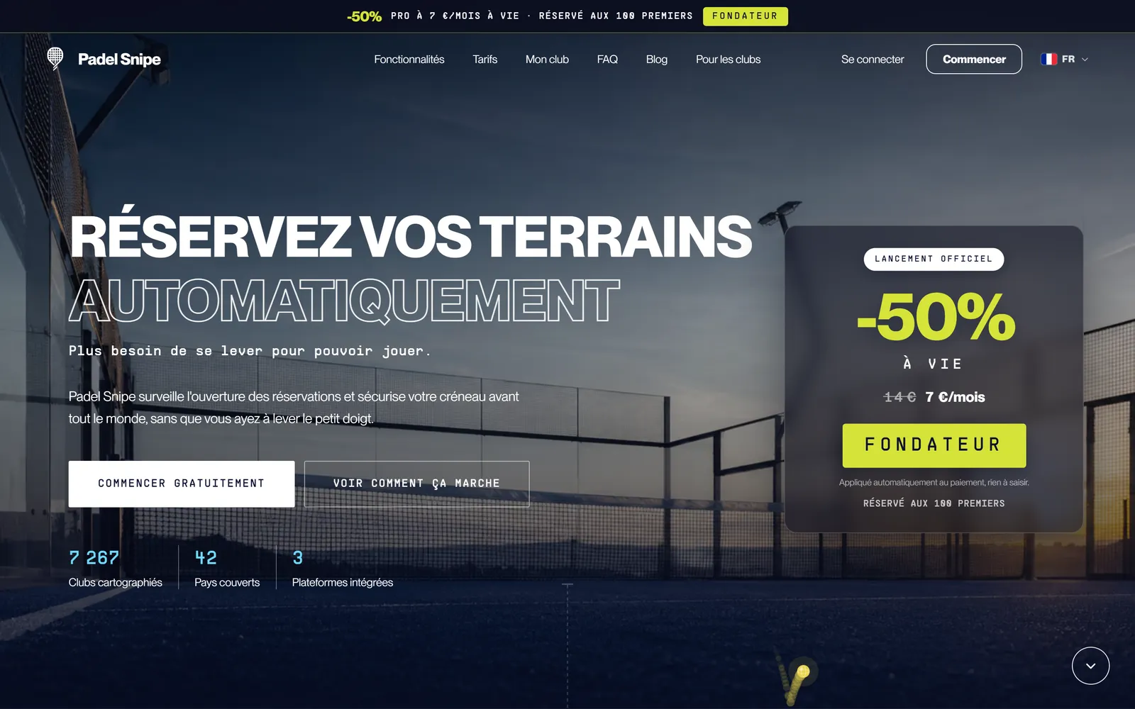 Padel Snipe : Gratuit pour commencer, sans engagement ensuite